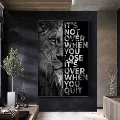 Poster Motivation Löwe Schwarz Grau · Wandbilder Wohnzimmer & Schlafzimmer