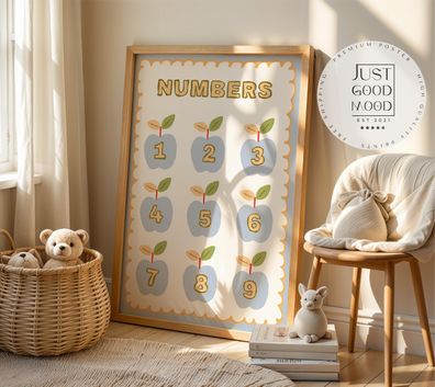 Poster Kinderzimmer Herzen · Love Design mit Blumen & Mustern · Warme Farben