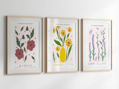Poster Blumen Markt | Poster 9 Bilder | Botanische Wand Kunst · Wandbilder W