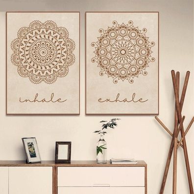 Poster Yoga Einatmen Ausatmen Mandala · Wohnzimmer Bilder · Schlafzimmer Bild