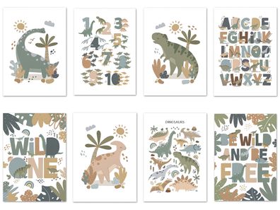 Poster Kinderzimmer Dinosaurier Alphabet · Kinderzimmer Bilder · Wand Deko