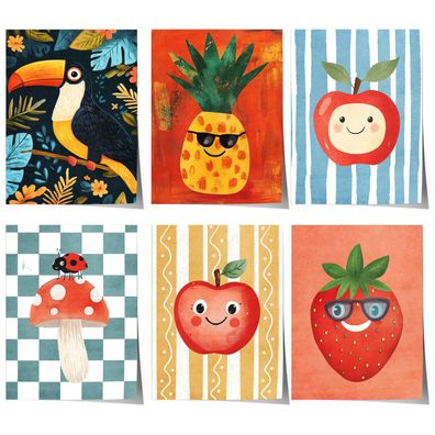 Poster Kinderzimmer Apfel · Erdbeere · Ananas · Tukan · Geschenkidee für Kind