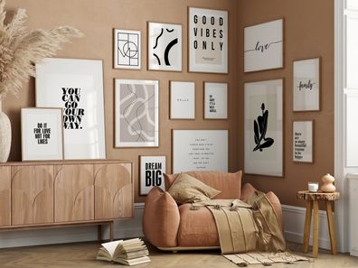 Poster Abstrakt Schwarz Beige · Inspirierende Sprüche · Wandbilder Wohnzimmer