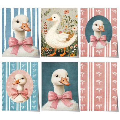 Poster Kinderzimmer Gänse mit Schleife · Geschenkidee für Kinder · Rosa & Bla