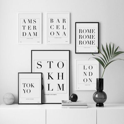 Poster Städte Schwarz Weiß · Wandbilder Wohnzimmer & Schlafzimmer · Deko Pr