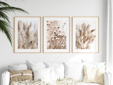 Poster Pampasgras Beige Blätter · Wandbilder Wohnzimmer & Schlafzimmer · Dek