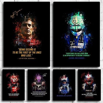Poster Formel 1 Rennfahrer Legenden Sprüche · Deko Print ohne Rahmen