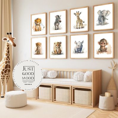 Poster Kinderzimmer Tiere Wald Dschungel Aquarell · Kinderzimmer Bilder · Wan