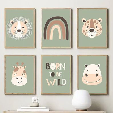 Poster Kinderzimmer Dschungel Tiere · Kinderzimmer Bilder · Wand Deko · Kunst