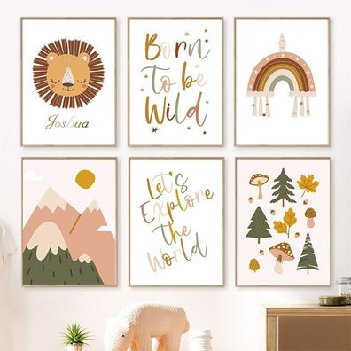 Poster Kinderzimmer Wald Berge Abenteuer · Name Personalisiert · Kinderzimmer