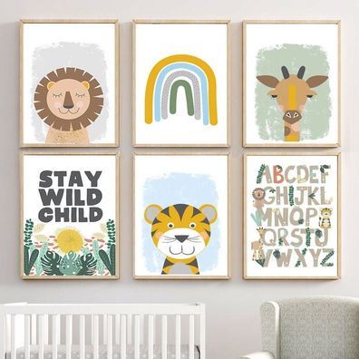 Poster Kinderzimmer Dschungel Tiere Alphabet · Kinderzimmer Bilder · Wand Dek