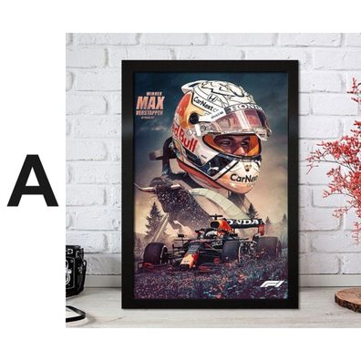 Poster Formel 1 Max Verstappen Rennfahrer Helm Rennwagen Red Bull · Deko Prin