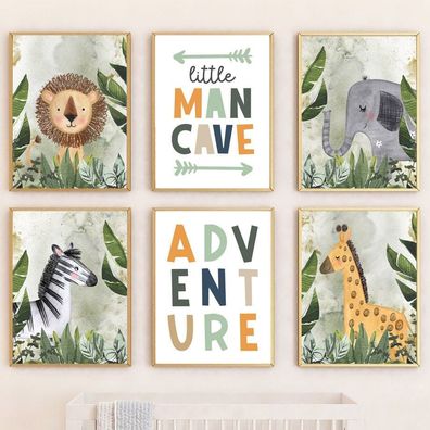 Poster Kinderzimmer Dschungel Tiere Abenteuer · Kinderzimmer Bilder · Wand De