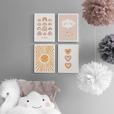 Poster Kinderzimmer Sonne Regenbogen Herzen · Kinderzimmer Bilder · Wand Dek