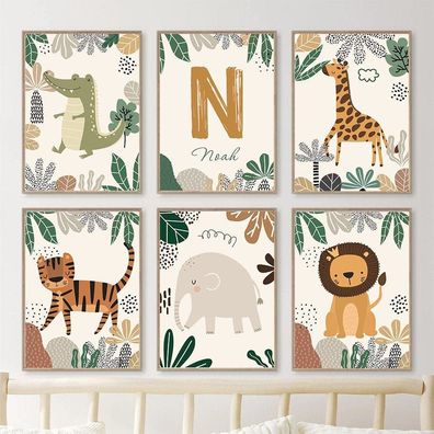Poster Kinderzimmer Dschungel Tiere Hakuna Matata Löwe Tiger · Kinderzimmer B