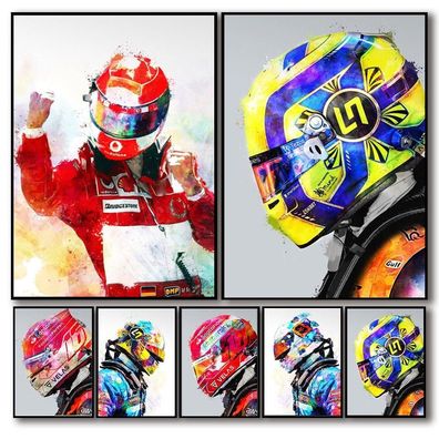 Poster Formel 1 Rennfahrer Helm · Deko Print ohne Rahmen