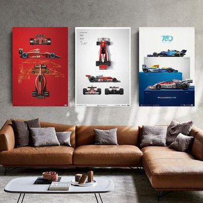 Poster Formel 1 Rennfahrer Legenden Rennwagen Ferrari · Williams Racing · Dek