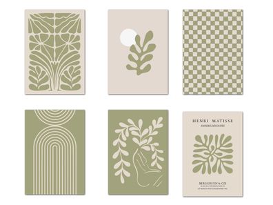 Poster Boho Abstrakt Berggrün | Bilder Wohnzimmer | Wandbilder Schlafzimme
