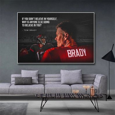 Poster Football Spieler Tom Brady Amerikanischer Football Superstar motiviere
