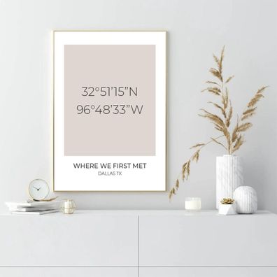 Poster Koordinaten Personalisiert mit besonderem Wunschort und Wunschfarbe al