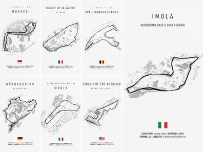 Formel 1 Rennstrecken Poster 2026 · Geschenkidee · Monaco Spa · Deko Print oh
