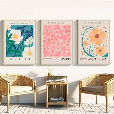 Poster Blumen Markt Botanische Bilder New York Paris Madrid London und Amster
