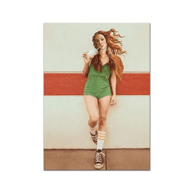 Poster Sport Mädchen trinkt Milkshake | Bilder Wohnzimmer | Wandbilder Schlaf