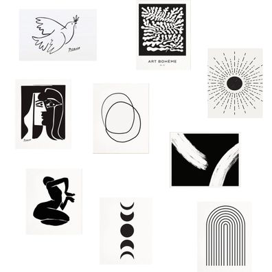 Schwarz Weiß Abstrakt Poster· Geschenkidee · Vintage Wohnkultur · Bilder Wohn