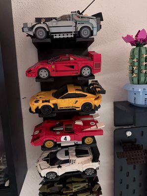 3x Wandhalterung für LEGO Speed Champions 8 Noppen Wandhalter PETG Schwarz