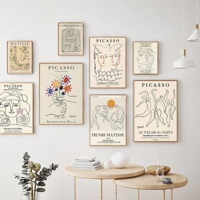 Poster Picasso Matisse Museum Abstrakt Retro Porträt | Bilder Wohnzimmer | W