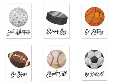 Poster Kinder Sportbälle Fußball Basketball Baseball Football Golfball und Ei