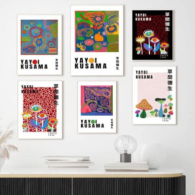 Poster Kusama Kunst Ausstellung Augen Pilz | Bilder Wohnzimmer | Wandbilder