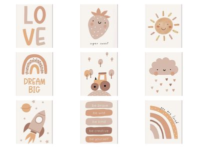 Poster Baby Motive Sonne Liebe Wolke Rakete Regenbogen Erdbeere Träume groß u