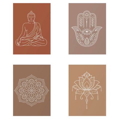 Poster Yoga Mandala Lotus Blume und Hand Fatima als Deko Print ohne Rahmen