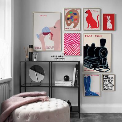 Poster Art Wine Cat · Pop Culture · Home Culture| Pictures Living room | Mura