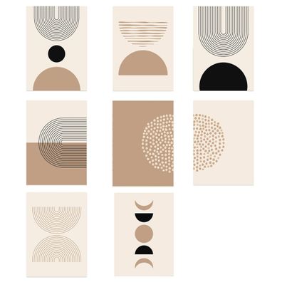 Poster Boho Halbkreise und Linien als Deko Print ohne Rahmen
