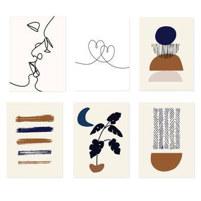 Poster Boho Herz Linien Love und Geometrische Formen als Print ohne Rahmen