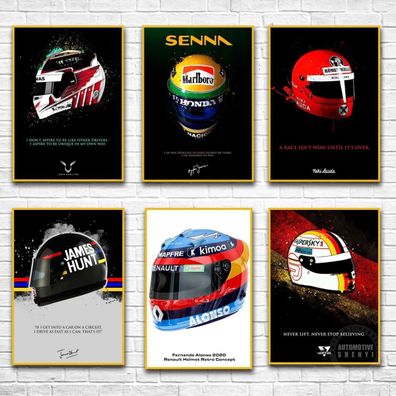 Poster Formel 1 Fahrer Helme als Deko Print ohne Rahmen