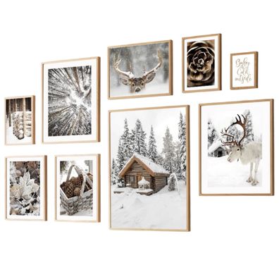 Winter Frostblätter Rentier Frostblätter Poster · Bilder Wohnzimmer · Wandbi