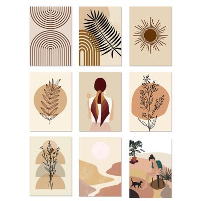 Boho Linien Abstrakt Botanik Poster · Bilder Wohnzimmer · Wandbilder Schlafzi