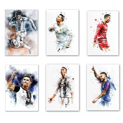 Poster Fußballspieler Tor Jubel Lionel Messi und Christiano Ronaldo als Deko