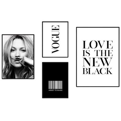 Poster Schwarz Weiß Kate Moss Vogue · Vintage · Wohnkultur| Wohnzimmer | Wand