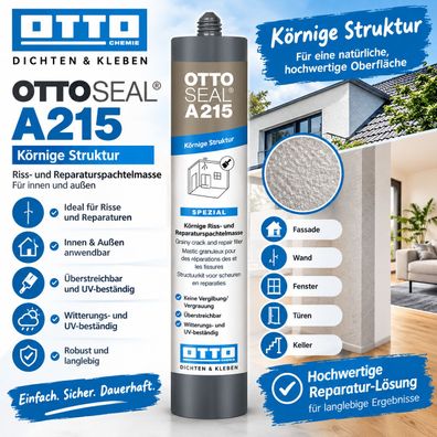 Ottoseal A215 310ml Riss Reparaturspachtelmasse Körnige Struktur überstreichbar Acryl