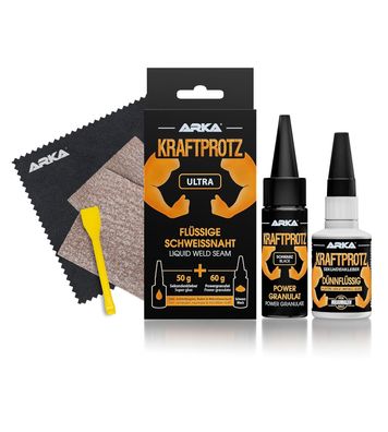 ARKA Kraftprotz Flüssige Schweißnaht 110 g - 2K Kleber Sekundenkleber + Granulat weiß