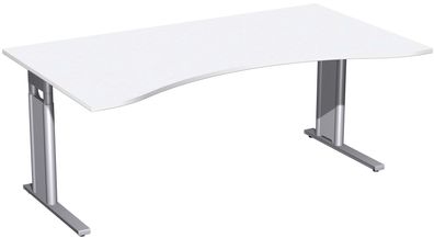 Schreibtisch Ergonomieform höhenverstellbar, C Fuß Blende optional, 1800x1000x680