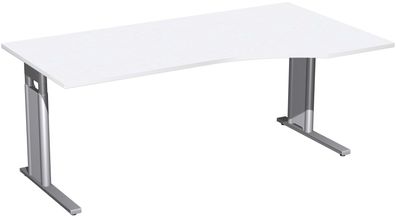 PC-Schreibtisch rechts höhenverstellbar, C Fuß Blende optional, 1800x1000x680-820,