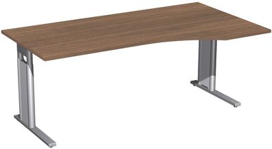 PC-Schreibtisch rechts höhenverstellbar, C Fuß Blende optional, 1800x1000x680-820,