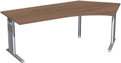 Schreibtisch 135° rechts höhenverstellbar, C Fuß Blende optional, 2166x1130x680-82