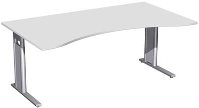 Schreibtisch Ergonomieform höhenverstellbar, C Fuß Blende optional, 1800x1000x680