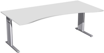 Schreibtisch Ergonomieform höhenverstellbar, C Fuß Blende optional, 2000x1000x680